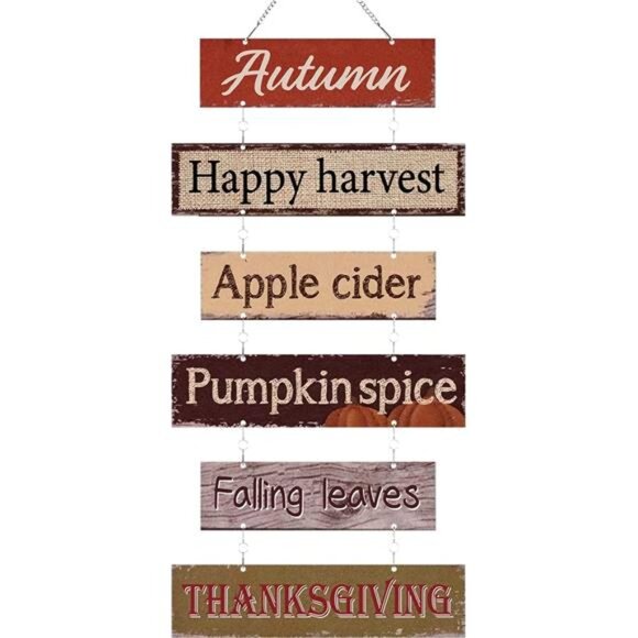 Hotop Fall Decorations for Home Thanksgiving Hanging Signs Wooden Wall Plaque - Picture 7 of 7